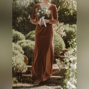 Jenny Yoo Ryland Velvet Maxi Dress, English Rose, Size 2